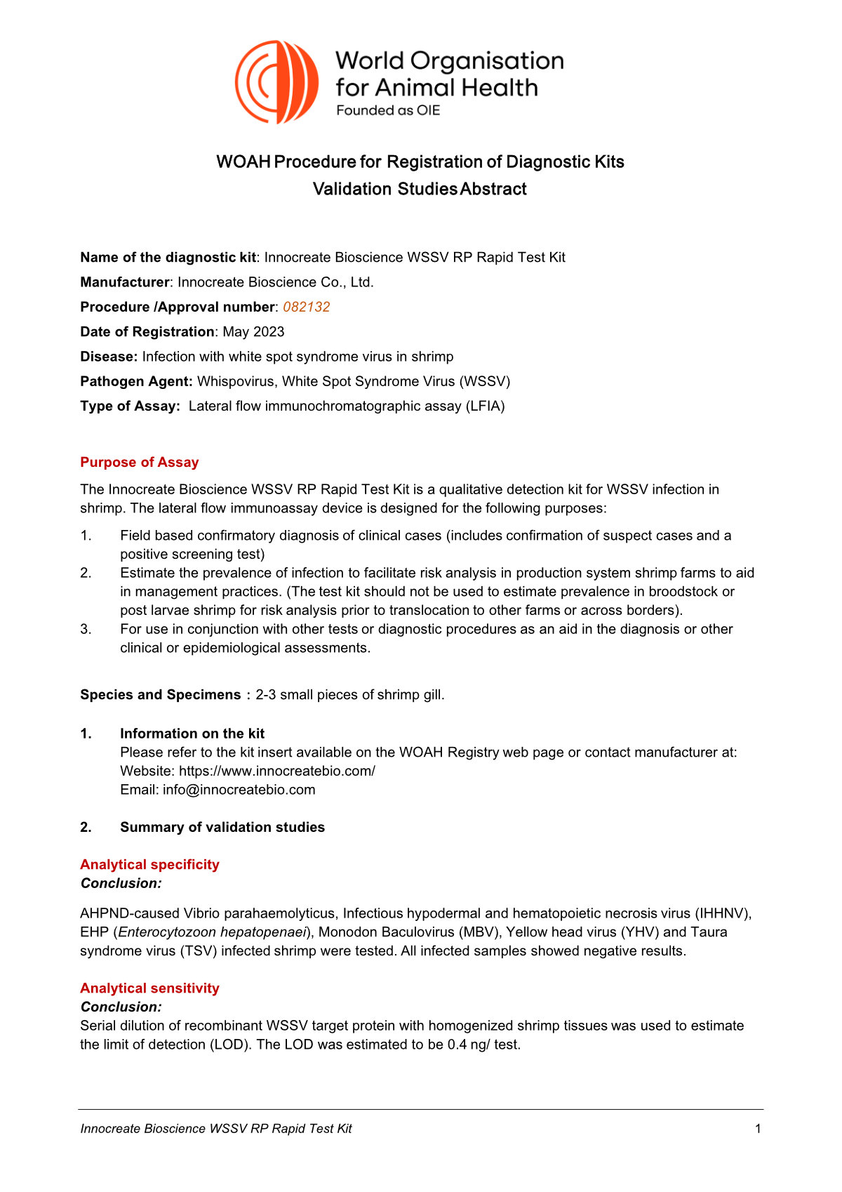WOAH Registration Achieved: Innocreate Bioscience’s WSSV RP Rapid Test Kit Sets an Industry First as the Global Diagnostic Standard